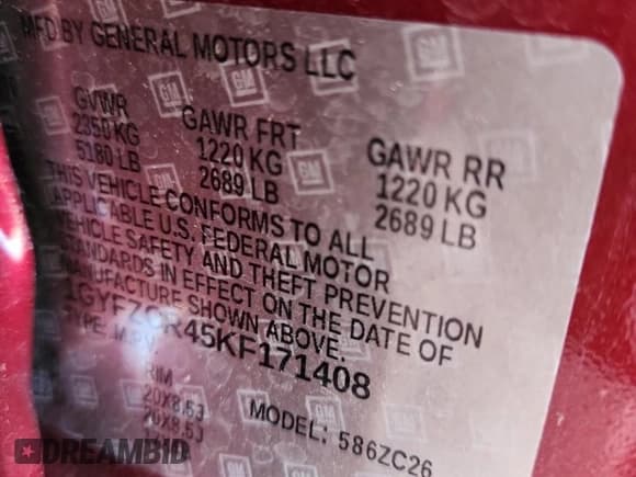 ✅ 2019 Cadillac XT4 FWD Premium Luxury • VIN: 1GYFZCR45KF171408 • Lot: 59739415. Listed on Copart with 16,775 mi. Free auction sales archive from the USA and detailed vehicle history report at DreamBid. Image 13.