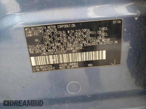 ✅ 2006 Toyota RAV4 • VIN: JTMZD33V165029247 • Лот: 71595815. Опубликован ранее на Copart с пробегом Не указан. Бесплатный доступ к архиву аукционных продаж из США и подробный отчёт об истории автомобиля на DreamBid. Изображение 13.