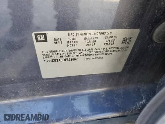 ✅ 2013 Chevrolet Malibu LT • VIN: 1G11C5SA6DF322667 • Лот: 50387025. Размещён на Copart с пробегом 248 227 миль миль. Получите бесплатный доступ к архиву аукционных продаж из США и посмотрите подробный отчёт об истории автомобиля на DreamBid. Изображение 12.