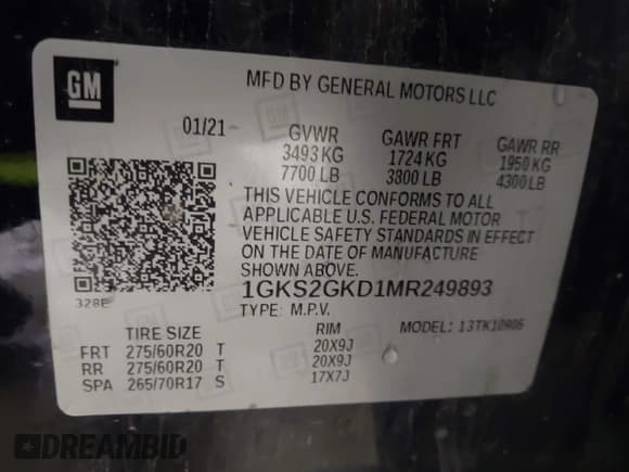 ✅ 2021 GMC Yukon XL SLT • VIN: 1GKS2GKD1MR249893 • Lot: 42945313. Wystawiony na IAAI z przebiegiem 84 842 mil. Bezpłatny archiwum sprzedaży aukcyjnych z USA i szczegółowy raport historii pojazdu na DreamBid. Zdjęcie 9.