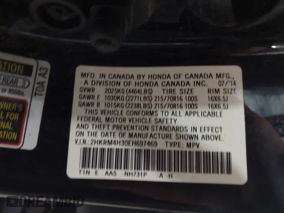 ✅ 2014 Honda CR-V LX • VIN: 2HKRM4H30EH697469 • Лот: 43335547. Опубликован ранее на IAAI с пробегом 228 431 миль. Бесплатный доступ к архиву аукционных продаж из США и подробный отчёт об истории автомобиля на DreamBid. Изображение 9.