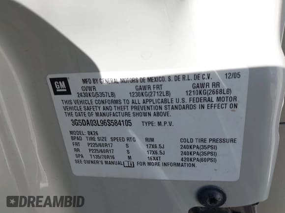 ✅ 2006 Buick Rendezvous • VIN: 3G5DA03L06S5A4105 • Lot: 43492028. Listed on IAAI with 181,792 mi. Free auction sales archive from the USA and detailed vehicle history report at DreamBid. Image 9.