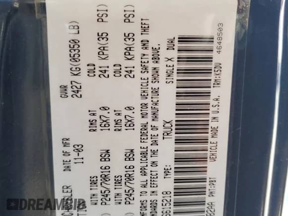 2004 Dodge Dakota with VIN 1D7GL12K74S615218, listed as a Copart auction lot 41593545 with 134,732 mi miles and Salvage title. Bid and sale history available at DreamBid. Image 12.