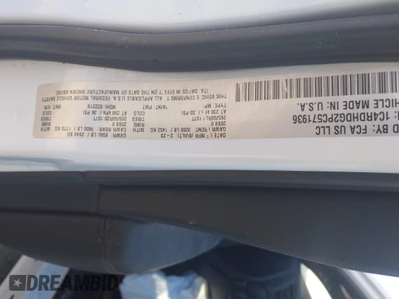 ✅ 2023 Dodge Durango GT Launch Edition • VIN: 1C4RDHDG2PC571936 • Lot: 43824821. Listed on IAAI with 37,362 mi. Free auction sales archive from the USA and detailed vehicle history report at DreamBid. Image 9.