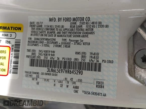 ✅ 2017 Lincoln MKZ Reserve • VIN: 3LN6L5E97HR645290 • Lot: 43342935. Wystawiony na IAAI z przebiegiem 58 476 mil. Bezpłatny archiwum sprzedaży aukcyjnych z USA i szczegółowy raport historii pojazdu na DreamBid. Zdjęcie 9.