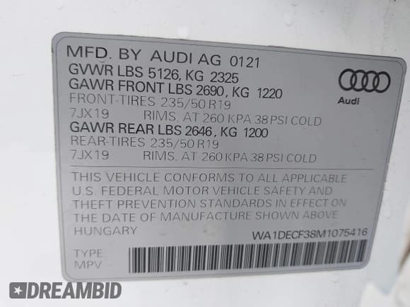 ✅ 2021 Audi Q3 S line Premium • VIN: WA1DECF38M1075416 • Lot: 41582497. Listed on IAAI with 78,417 mi. Free auction sales archive from the USA and detailed vehicle history report at DreamBid. Image 9.