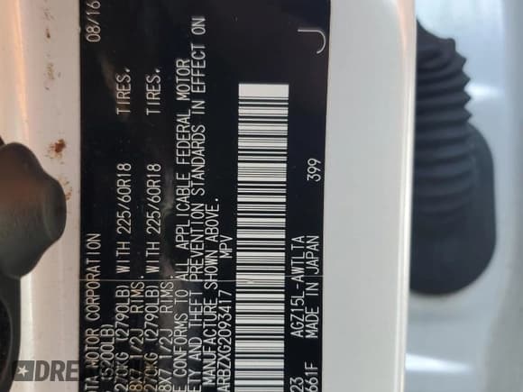 ✅ 2016 Lexus NX F Sport • VIN: JTJBARBZXG2093417 • Lot: 90916675. Listed on Copart with 75,536 mi. Free auction sales archive from the USA and detailed vehicle history report at DreamBid. Image 12.