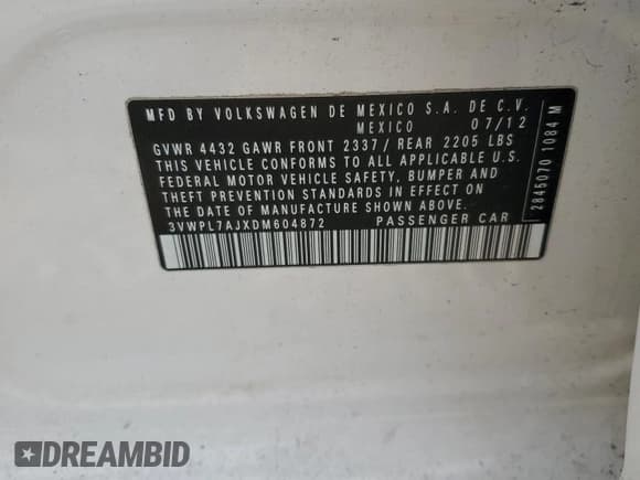 ✅ 2013 Volkswagen Jetta TDI w/Sunroof & Nav • VIN: 3VWPL7AJXDM604872 • Lot: 93633155. Wystawiony na Copart z przebiegiem 165 697 mil. Bezpłatny archiwum sprzedaży aukcyjnych z USA i szczegółowy raport historii pojazdu na DreamBid. Zdjęcie 12.