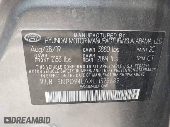 2020 Hyundai Elantra Eco с VIN 5NPD94LAXLH529689, выставлен на аукционе IAAI как лот 41893849 с пробегом 38 912 миль миль и . История ставок и продаж доступна на DreamBid. Изображение 9.