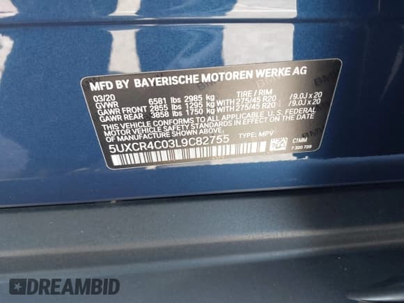 ✅ 2020 BMW X5 sDrive40i • VIN: 5UXCR4C03L9C82755 • Lot: 42494503. Wystawiony na IAAI z przebiegiem 50 706 mil. Bezpłatny archiwum sprzedaży aukcyjnych z USA i szczegółowy raport historii pojazdu na DreamBid. Zdjęcie 9.