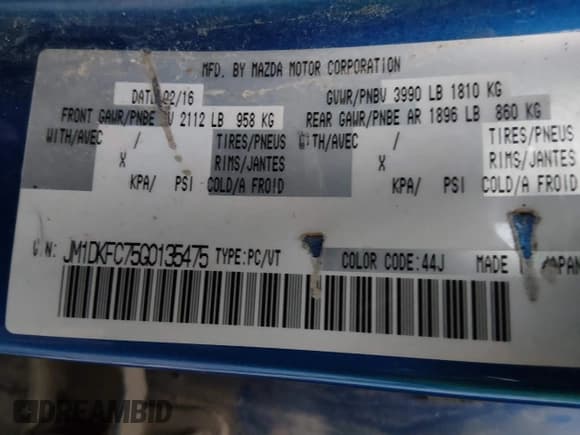 ✅ 2016 Mazda CX-3 Touring • VIN: JM1DKFC75G0135475 • Лот: 43746433. Опубликован ранее на IAAI с пробегом 105 356 миль. Бесплатный доступ к архиву аукционных продаж из США и подробный отчёт об истории автомобиля на DreamBid. Изображение 9.
