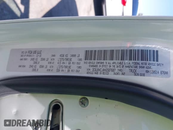 ✅ 2017 Ram 2500 Tradesman • VIN: 3C6UR4CJ0HG587687 • Лот: 42225541. Опубликован ранее на IAAI с пробегом 46 211 миль. Бесплатный доступ к архиву аукционных продаж из США и подробный отчёт об истории автомобиля на DreamBid. Изображение 9.