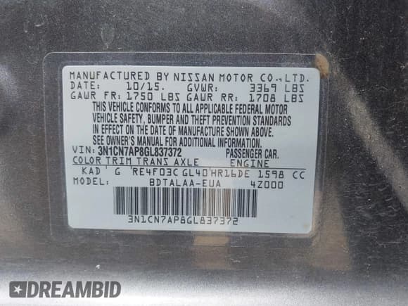 ✅ 2016 Nissan Versa S Plus • VIN: 3N1CN7AP8GL837372 • Lot: 42352185. Wystawiony na IAAI z przebiegiem 105 001 mil. Bezpłatny archiwum sprzedaży aukcyjnych z USA i szczegółowy raport historii pojazdu na DreamBid. Zdjęcie 9.