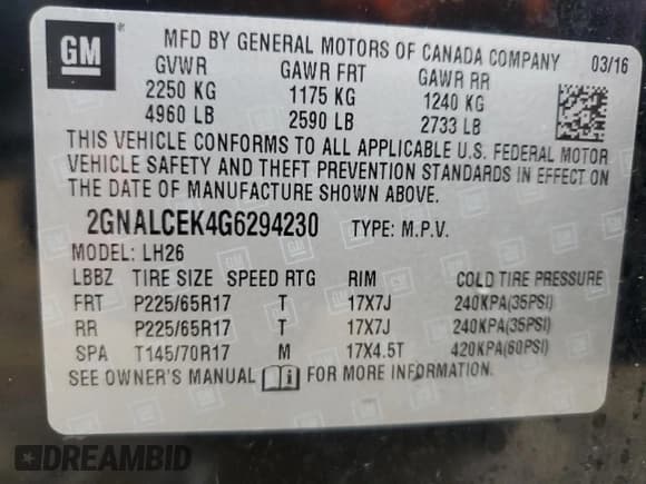 ✅ 2016 Chevrolet Equinox LT • VIN: 2GNALCEK4G6294230 • Лот: 73011433. Опубликован ранее на Copart с пробегом 94 122 миль. Бесплатный доступ к архиву аукционных продаж из США и подробный отчёт об истории автомобиля на DreamBid. Изображение 13.