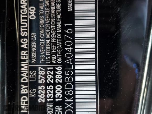 ✅ 2020 Mercedes-Benz S 560 • VIN: WDDXK8DB5LA040761 • Лот: 52422425. Опубликован ранее на Copart с пробегом 36 737 миль. Бесплатный доступ к архиву аукционных продаж из США и подробный отчёт об истории автомобиля на DreamBid. Изображение 12.