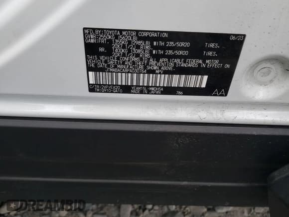 ✅ 2023 Toyota bZ4X XLE • VIN: JTMABACA8PA030764 • Лот: 86461275. Опубликован ранее на Copart с пробегом 12 250 миль. Бесплатный доступ к архиву аукционных продаж из США и подробный отчёт об истории автомобиля на DreamBid. Изображение 13.