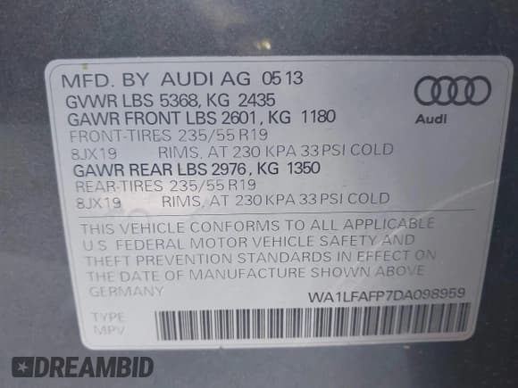 ✅ 2013 Audi Q5 Premium Plus • VIN: WA1LFAFP7DA098959 • Лот: 43278795. Опубликован ранее на IAAI с пробегом 94 604 миль. Бесплатный доступ к архиву аукционных продаж из США и подробный отчёт об истории автомобиля на DreamBid. Изображение 9.