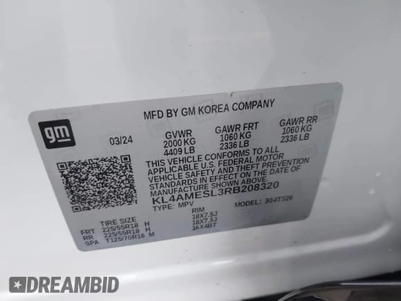 ✅ 2024 Buick Encore GX Sport Touring • VIN: KL4AMESL3RB208320 • Lot: 41348920. Wystawiony na IAAI z przebiegiem 5 905 mil. Bezpłatny archiwum sprzedaży aukcyjnych z USA i szczegółowy raport historii pojazdu na DreamBid. Zdjęcie 9.