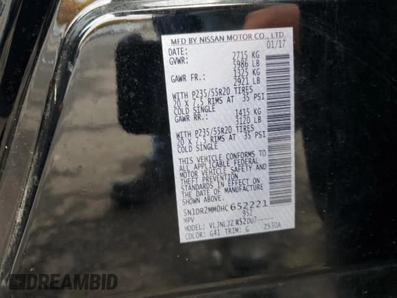 ✅ 2017 Nissan Pathfinder SL • VIN: 5N1DR2MM0HC652221 • Lot: 82787555. Wystawiony na Copart z przebiegiem 74 123 mil. Bezpłatny archiwum sprzedaży aukcyjnych z USA i szczegółowy raport historii pojazdu na DreamBid. Zdjęcie 12.