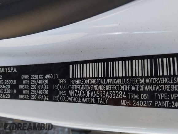 2024 Dodge Hornet GT z VIN ZACNDFAN5R3A39284, wystawiony jako IAAI lot #40743387 z przebiegiem 5 000 mil mil oraz . Historia ofert i sprzedaży dostępna na DreamBid. Obrazek 9.