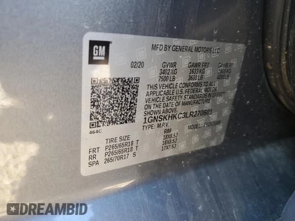 ✅ 2020 Chevrolet Suburban LT • VIN: 1GNSKHKC3LR270601 • Лот: 87431125. Опубликован ранее на Copart с пробегом 217 710 миль. Бесплатный доступ к архиву аукционных продаж из США и подробный отчёт об истории автомобиля на DreamBid. Изображение 13.