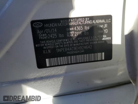 ✅ 2014 Hyundai Sonata GLS • VIN: 5NPEB4AC9EH924642 • Lot: 77323554. Listed on Copart with 223,096 mi. Free auction sales archive from the USA and detailed vehicle history report at DreamBid. Image 12.