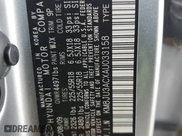 2010 Hyundai Tucson Limited z VIN KM8JU3ACXAU033158, wystawiony jako Copart lot #66251524 z przebiegiem 143 536 mil mil oraz Szkoda całkowita • Salvage title. Historia ofert i sprzedaży dostępna na DreamBid. Obrazek 15.