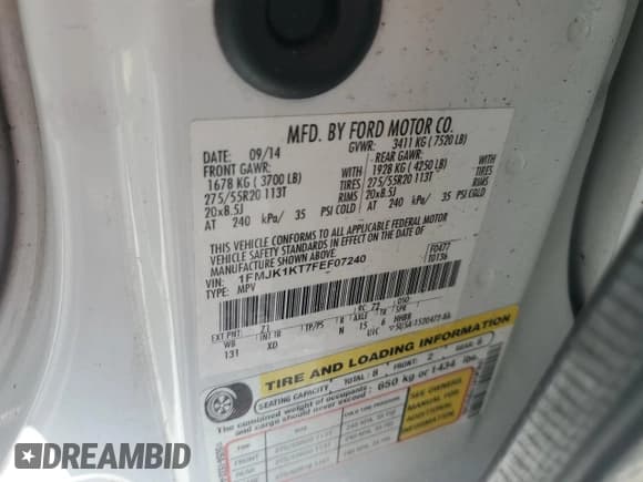 ✅ 2015 Ford Expedition Max Limited • VIN: 1FMJK1KT7FEF07240 • Лот: 84794434. Опубликован ранее на Copart с пробегом 191 534 миль. Бесплатный доступ к архиву аукционных продаж из США и подробный отчёт об истории автомобиля на DreamBid. Изображение 14.