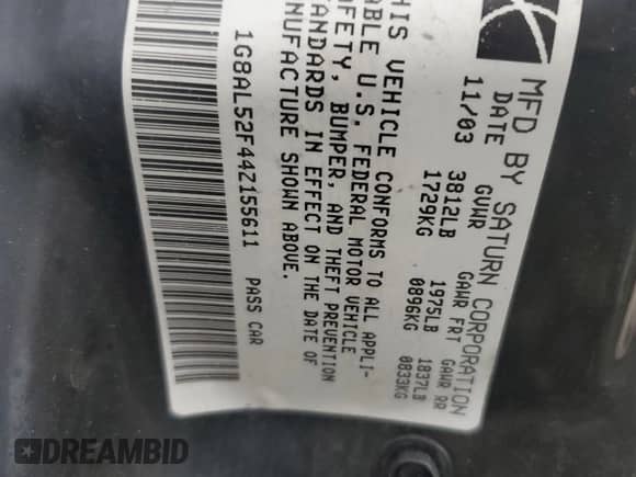 2004 Saturn ION ION 3 z VIN 1G8AL52F44Z155611, wystawiony jako Copart lot #72727944 z przebiegiem 68 419 mil mil oraz Szkoda całkowita • Salvage title. Historia ofert i sprzedaży dostępna na DreamBid. Obrazek 14.