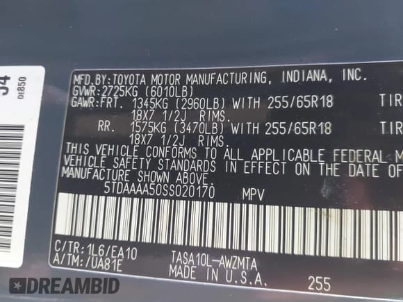 ✅ 2025 Toyota Highlander XLE • VIN: 5TDAAAA50SS020170 • Lot: 43214052. Listed on IAAI with 11,749 mi. Free auction sales archive from the USA and detailed vehicle history report at DreamBid. Image 9.