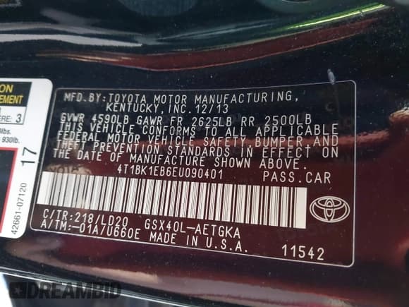 ✅ 2014 Toyota Avalon Limited • VIN: 4T1BK1EB6EU090401 • Лот: 42561576. Опубликован ранее на IAAI с пробегом 166 881 миль. Бесплатный доступ к архиву аукционных продаж из США и подробный отчёт об истории автомобиля на DreamBid. Изображение 9.