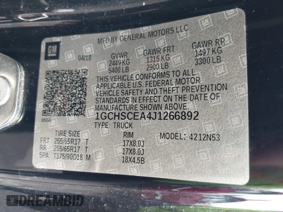 ✅ 2018 Chevrolet Colorado 2WD LT • VIN: 1GCHSCEA4J1266892 • Lot: 41776488. Listed on IAAI with 151,321 mi. Free auction sales archive from the USA and detailed vehicle history report at DreamBid. Image 9.