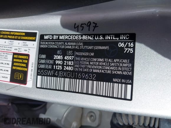 ✅ 2016 Mercedes-Benz C 300 • VIN: 55SWF4JBXGU169632 • Lot: 43633508. Listed on IAAI with 77,094 mi. Free auction sales archive from the USA and detailed vehicle history report at DreamBid. Image 9.