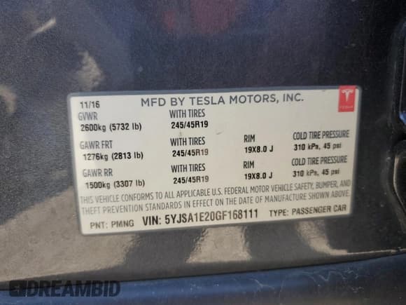 ✅ 2016 Tesla Model S 90D • VIN: 5YJSA1E20GF168111 • Lot: 84938335. Listed on Copart with 214,405 mi. Free auction sales archive from the USA and detailed vehicle history report at DreamBid. Image 12.
