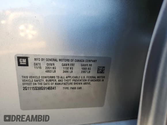 ✅ 2016 Chevrolet Impala LT • VIN: 2G1115S38G9146841 • Лот: 90651605. Опубликован ранее на Copart с пробегом 187 006 миль. Бесплатный доступ к архиву аукционных продаж из США и подробный отчёт об истории автомобиля на DreamBid. Изображение 12.