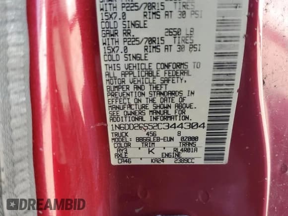 ✅ 2002 Nissan Frontier XE • VIN: 1N6DD26S52C344304 • Lot: 90304805. Wystawiony na Copart z przebiegiem 161 129 mil. Bezpłatny archiwum sprzedaży aukcyjnych z USA i szczegółowy raport historii pojazdu na DreamBid. Zdjęcie 12.