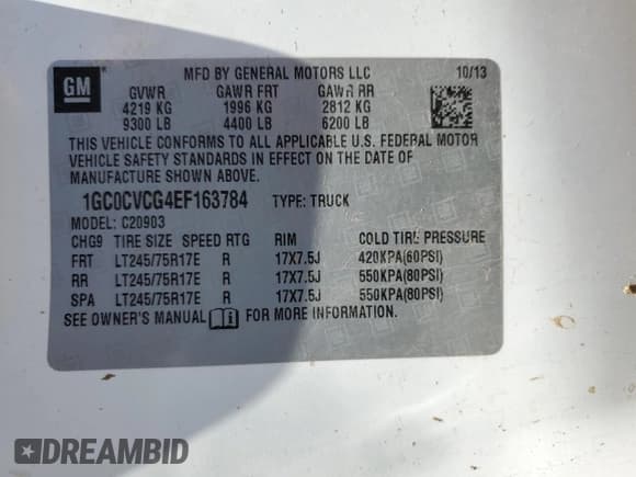 ✅ 2014 Chevrolet Silverado 2500HD Work Truck • VIN: 1GC0CVCG4EF163784 • Lot: 63701325. Wystawiony na Copart z przebiegiem 229 957 mil. Bezpłatny archiwum sprzedaży aukcyjnych z USA i szczegółowy raport historii pojazdu na DreamBid. Zdjęcie 12.