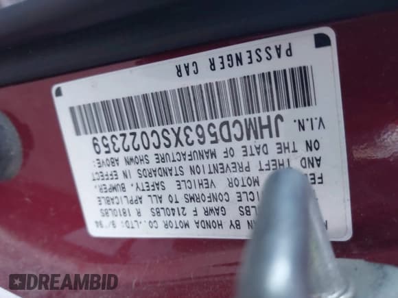 ✅ 1995 Honda Accord LX • VIN: JHMCD563XSC022359 • Лот: 42816249. Опубликован ранее на IAAI с пробегом 135 298 миль. Бесплатный доступ к архиву аукционных продаж из США и подробный отчёт об истории автомобиля на DreamBid. Изображение 9.