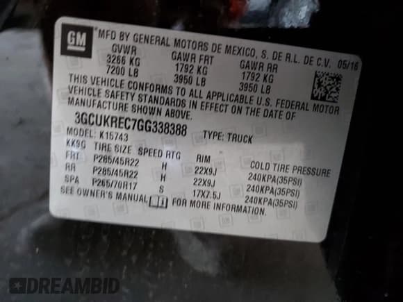 ✅ 2016 Chevrolet Silverado 1500 LT • VIN: 3GCUKREC7GG338388 • Lot: 91187325. Wystawiony na Copart z przebiegiem 139 751 mil. Bezpłatny archiwum sprzedaży aukcyjnych z USA i szczegółowy raport historii pojazdu na DreamBid. Zdjęcie 12.