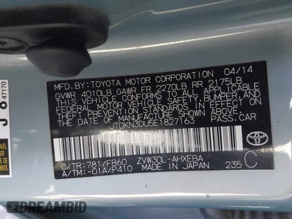 ✅ 2014 Toyota Prius Two • VIN: JTDKN3DU5E1827163 • Lot: 43897361. Wystawiony na IAAI z przebiegiem 124 190 mil. Bezpłatny archiwum sprzedaży aukcyjnych z USA i szczegółowy raport historii pojazdu na DreamBid. Zdjęcie 9.