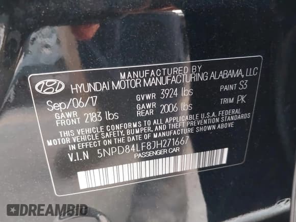 ✅ 2018 Hyundai Elantra SEL • VIN: 5NPD84LF8JH271667 • Lot: 43487626. Listed on IAAI with 115,255 mi. Free auction sales archive from the USA and detailed vehicle history report at DreamBid. Image 9.