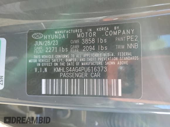 ✅ 2023 Hyundai Elantra SEL • VIN: KMHLS4AG4PU616373 • Lot: 84900085. Listed on Copart with 67,235 mi. Free auction sales archive from the USA and detailed vehicle history report at DreamBid. Image 12.