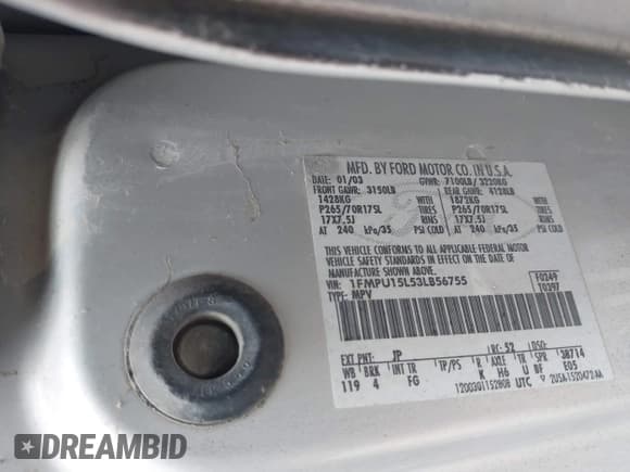 ✅ 2003 Ford Expedition Special Service • VIN: 1FMPU15L53LB56755 • Lot: 42597969. Listed on IAAI with 243,045 mi. Free auction sales archive from the USA and detailed vehicle history report at DreamBid. Image 9.