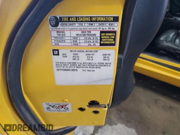 ✅ 2004 Chevrolet Corvette • VIN: 1G1YY32G845126518 • Лот: 68721785. Опубликован ранее на Copart с пробегом 191 064 миль. Бесплатный доступ к архиву аукционных продаж из США и подробный отчёт об истории автомобиля на DreamBid. Изображение 12.