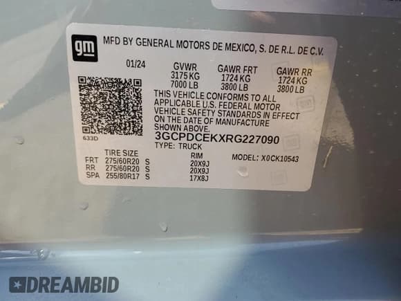 ✅ 2024 Chevrolet Silverado 1500 Custom Trail Boss • VIN: 3GCPDCEKXRG227090 • Lot: 81026295. Listed on Copart with 22,998 mi. Free auction sales archive from the USA and detailed vehicle history report at DreamBid. Image 12.