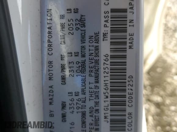 ✅ 2017 Mazda 6 Grand Touring • VIN: JM1GL1W56H1125766 • Lot: 84927505. Wystawiony na Copart z przebiegiem 101 743 mil. Bezpłatny archiwum sprzedaży aukcyjnych z USA i szczegółowy raport historii pojazdu na DreamBid. Zdjęcie 12.