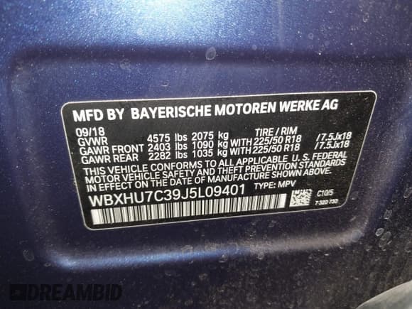 ✅ 2018 BMW X1 sDrive28i • VIN: WBXHU7C39J5L09401 • Лот: 43494714. Опубликован ранее на IAAI с пробегом 37 211 миль. Бесплатный доступ к архиву аукционных продаж из США и подробный отчёт об истории автомобиля на DreamBid. Изображение 9.