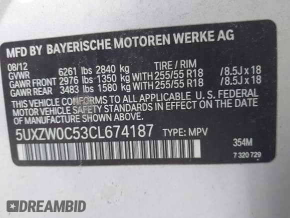 ✅ 2012 BMW X5 35d • VIN: 5UXZW0C53CL674187 • Lot: 42274931. Listed on IAAI with 272,642 mi. Free auction sales archive from the USA and detailed vehicle history report at DreamBid. Image 9.