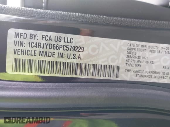 ✅ 2023 Jeep Grand Cherokee Overland • VIN: 1C4RJYD66PC579229 • Lot: 41225198. Listed on IAAI with 14,468 mi. Free auction sales archive from the USA and detailed vehicle history report at DreamBid. Image 9.