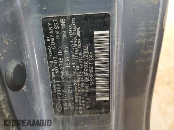 2019 Hyundai Veloster Premium z VIN KMHTG6AF9KU012802, wystawiony jako Copart lot #46091975 z przebiegiem Nie podano mil oraz Szkoda całkowita • Salvage title. Historia ofert i sprzedaży dostępna na DreamBid. Obrazek 13.